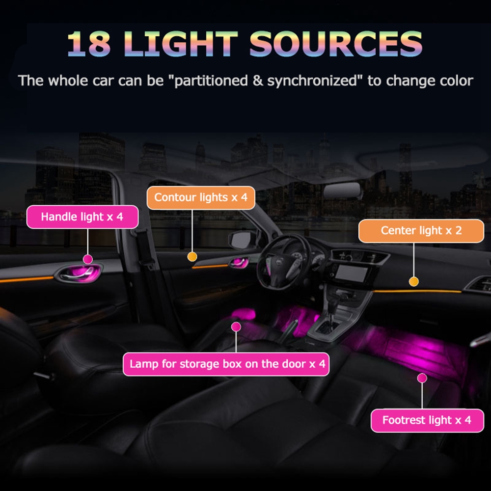 LED 64-Color Car Mood Light fo - Phone Accessories App recension och pris